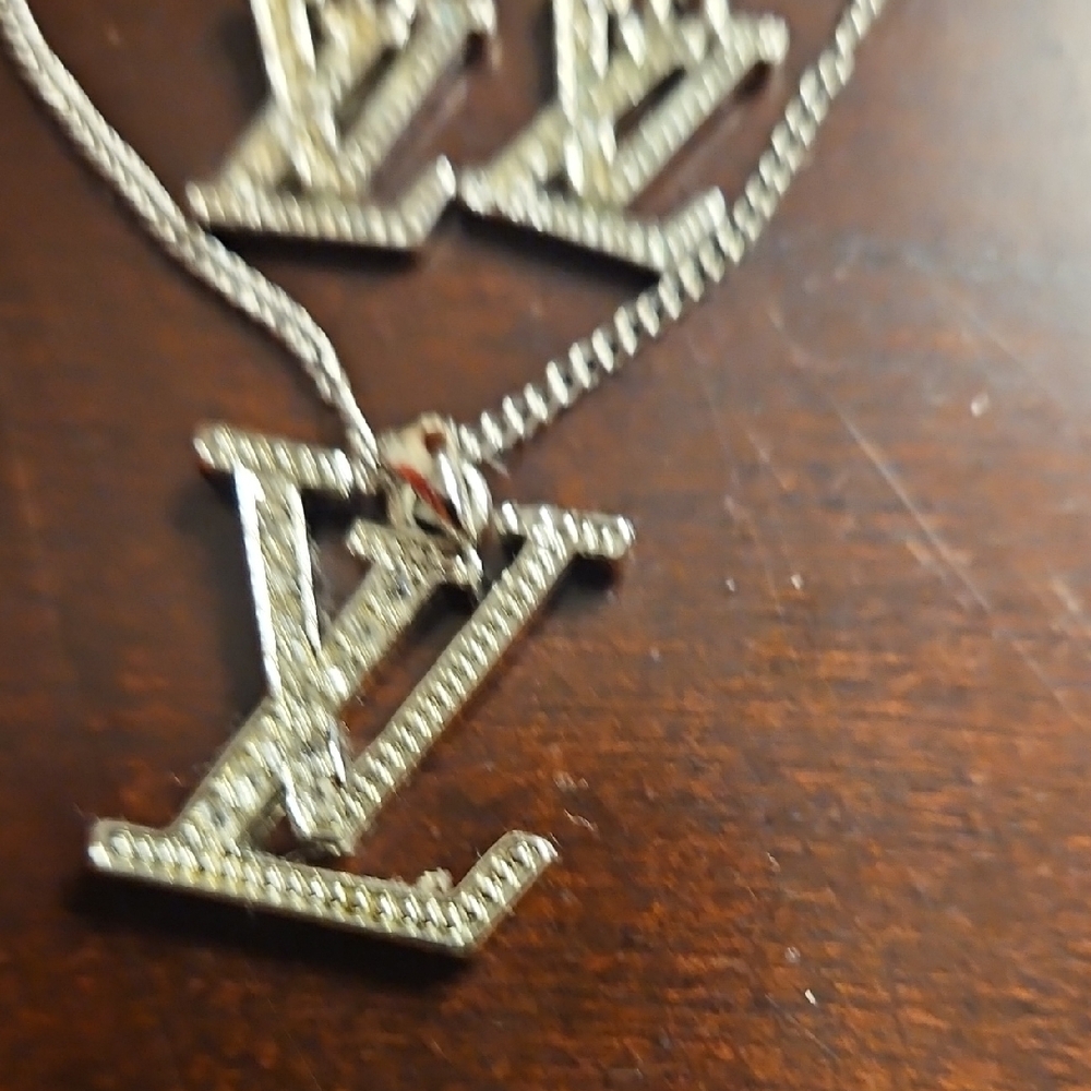 Silver LV Pendant Necklace